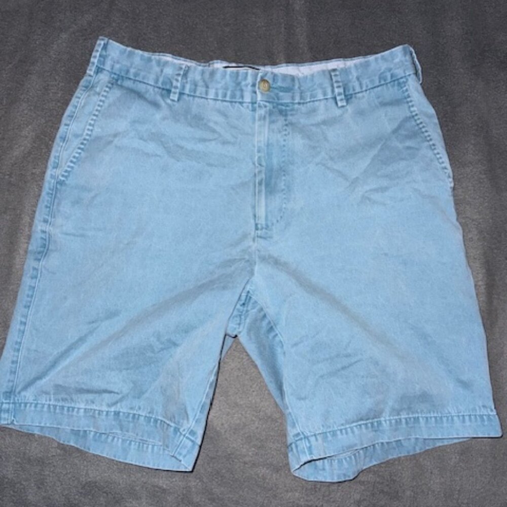 Peter Millar Mens Shorts Size 34 Blue Cotton Chino Classic Fit Casual Golf Style